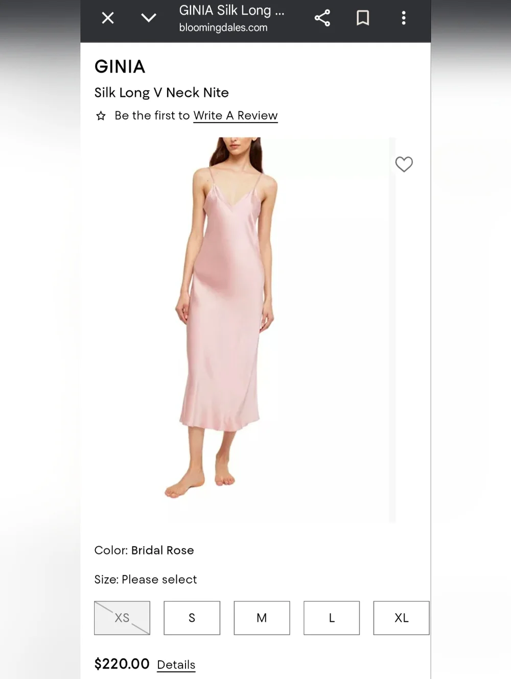 Ginia Silk V-Neck Long Slip in Bridal Rose - Picture 5 of 9